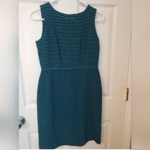Talbots Womens Sleeveless Striped Shift Dress Blue Size 4P Career Business